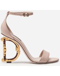 nappa leather sandals with baroque d&g heel