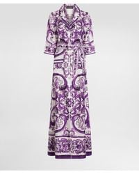Dolce & Gabbana - Long Majolica-Print Silk Dressing Robe - Lyst