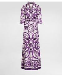 Dolce & Gabbana - Long Majolica-Print Silk Dressing Robe - Lyst