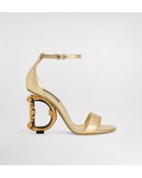 Dolce & Gabbana - Nappa Mordore Sandals With Baroque Dg Heel - Lyst