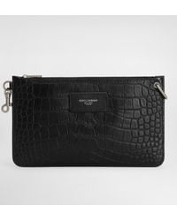 Dolce & Gabbana - Crocodile-Print Calfskin Toiletry Bag - Lyst