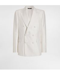 Dolce & Gabbana - Double-Breasted Sicilia Light Jacquard Jacket With Micro Pattern - Lyst