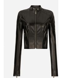 Dolce & Gabbana - Short Leather Biker Jacket - Lyst