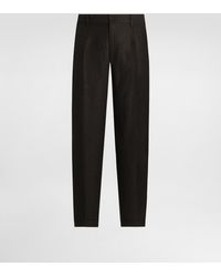 Dolce & Gabbana - Linen Fabric Pants With Turn-Ups - Lyst