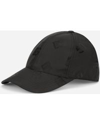 Dolce & Gabbana Jacquard Baseball Cap With All-over Dg Logo - Black