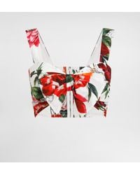 Dolce & Gabbana - Top Aus Popeline Mit Blumenprint - Lyst
