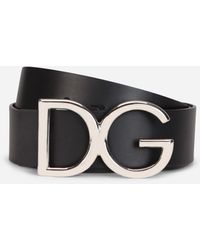 Dolce & Gabbana CEINTURE EN CUIR AVEC LOGO DG - Noir