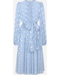 Dolce & Gabbana - Dévoré Silk Jacquard Calf-Length Dress With Dg Logo - Lyst