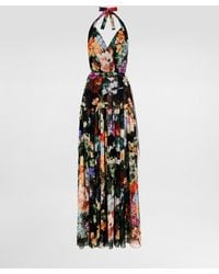 Dolce & Gabbana - Flower Bouquet- Long Chiffon Dress - Lyst