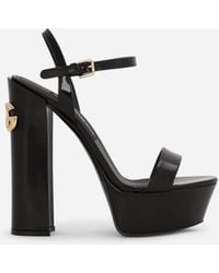 Dolce & Gabbana - Polished Calfskin Platform Sandals - Lyst