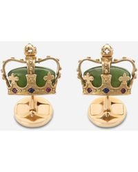 Dolce & Gabbana - Royal Cufflinks 18-Carat, Jade, Rubies, And Sapphires - Lyst