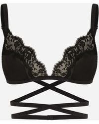 Dolce & Gabbana - Satin And Lace Triangle Bra - Lyst