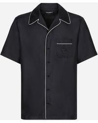 Dolce & Gabbana - Camisa En Sarga De Seda Con Dg Bordado - Lyst