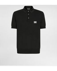Dolce & Gabbana - Poloshirt Aus Wolle Mit Logoplakette - Lyst