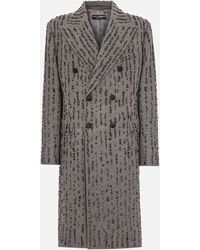 Dolce & Gabbana - Abrigo De Botonadura Doble De Paño Bordado Con Efecto Rayas Diplomáticas - Lyst