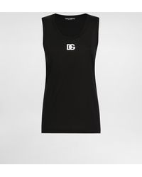 Dolce & Gabbana - Oversize Jersey Tank Top With Dg Logo Embroidery - Lyst