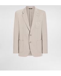 Dolce & Gabbana - Single-Breasted Stretch Jersey Jacket With Logo Embroidery - Lyst