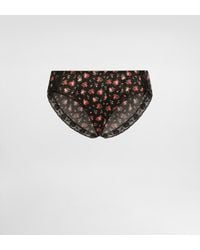 Dolce & Gabbana - Small Rose-Print Lace And Satin Briefs - Lyst