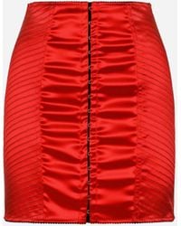 Dolce & Gabbana - Satin Miniskirt With Hook-And-Eye Fastenings - Lyst