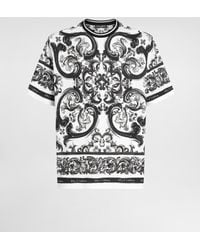 Dolce & Gabbana - T-Shirt À Manches Courtes Et Imprimé Majoliques - Lyst