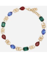 Dolce & Gabbana - Necklace With Dg Logo And Multi-Colored Crystals - Lyst