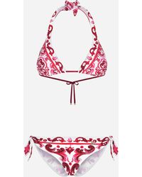Dolce & Gabbana - Majolica Print Padded Triangle Bikini - Lyst