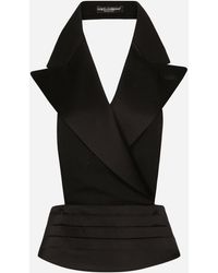 Dolce & Gabbana - Satin Fitted Waistcoat With Buckle Strap - Lyst