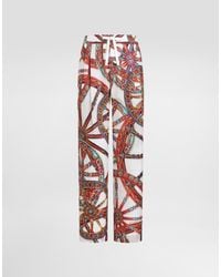Dolce & Gabbana - Carretto-Print Linen Jogging Trousers - Lyst