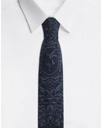 Dolce & Gabbana Cravatta Pala 6 Cm Seta Stampa Barocco Dg - Blu