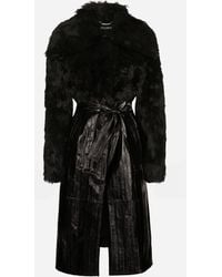 Dolce & Gabbana - Alpaca-Eel Skin Belted Coat - Lyst