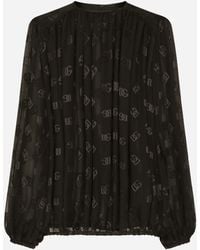 Dolce & Gabbana - Devoré Satin Blouse With All-Over Dg Logo - Lyst