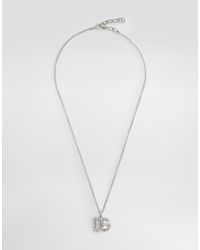 Dolce & Gabbana - Fine Link Necklace With Rhinestone-Detailed Dg Logo - Lyst