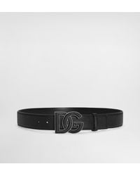 Dolce & Gabbana - Deerskin-Print Calfskin Belt With Logo Print - Lyst