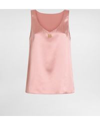 Dolce & Gabbana - Satin Tank Top With Dg Logo Pin - Lyst