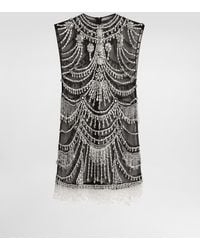 Dolce & Gabbana - Short Tulle Dress With Chandelier Embroidery - Lyst