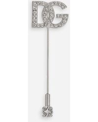 Dolce & Gabbana - Broche avec logo DG et strass - Lyst