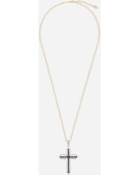 Dolce & Gabbana - Pendentif Tradition En Or Et Blanc 18 Ct Avec Saphirs Bleus Et Diamants - Lyst