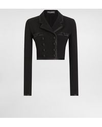 Dolce & Gabbana - Short Double-Breasted Wool Crepe Jacket - Lyst