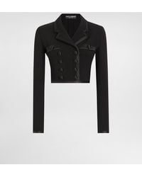 Dolce & Gabbana - Short Double-Breasted Wool Crepe Jacket - Lyst