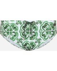 Dolce & Gabbana - Majolica- Swim Briefs With High-Cut Leg - Lyst
