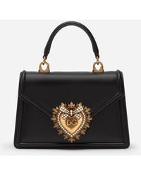 Dolce & Gabbana Kleine Devotion Tasche Aus Glattem Kalbsleder - Schwarz