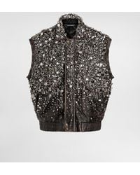 Dolce & Gabbana - Vintage Leather Vest With Embroidery - Lyst