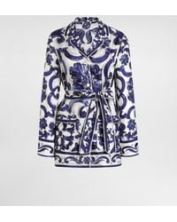Dolce & Gabbana - Dg Exclusive Bluse Vanity Aus Seide Mit Majolika-Print - Lyst