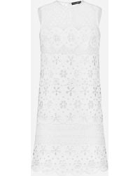 Dolce & Gabbana - Short Cotton Dress With Cut-Out Detailing - Lyst