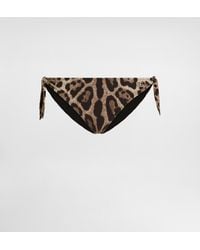 Dolce & Gabbana - Leopard Print Bikini With Side Tie Fastening - Lyst