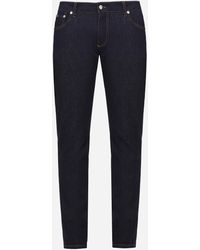 Dolce & Gabbana Blue Slim-fit Stretch Denim Jeans With Dg Logo