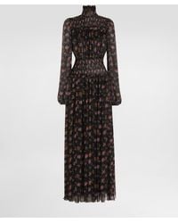 Dolce & Gabbana - Langes Kleid Aus Chiffon Mit Blumen-Print - Lyst