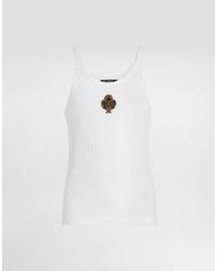 Dolce & Gabbana - Ribbed Jersey Tank Top With Patch - Lyst