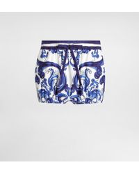 Dolce & Gabbana - Dg Exclusive Shorts Aus Popeline Mit Majolika-Print - Lyst