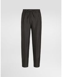 Dolce & Gabbana - Polka Dot-Print Silk Twill Trousers - Lyst